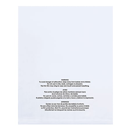 Office Depot® Brand 1 Mil Flat Suffocation Warning Poly Bags, 18" x 24", Clear, Case Of 100