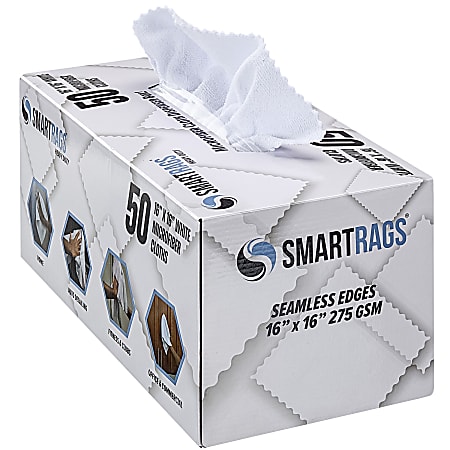 Hospeco SmartRags® Disposable Microfiber Towels, 45 Gram, 275 GSM, 16" x 16", White, 50 Towels Per Box, Case Of 8 Boxes