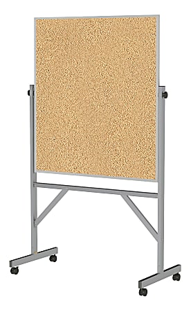 Ghent Reversible Cork Bulletin Board, 78 1/4" x 41 1/4", Aluminum Frame With Silver Finish