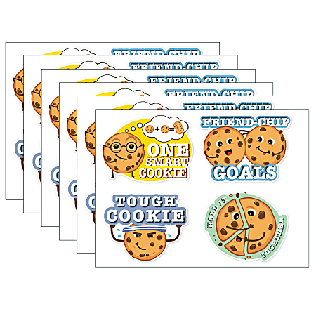 Eureka Jumbo Scented Stickers, Chocolate Chip Cookie, 12 Stickers Per Pack, Set Of 6 Packs