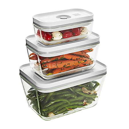 Zwilling Fresh & Save Glass Vacuum Food Storage Containers, Assorted Sizes, Clear, Set Of 3 Containers