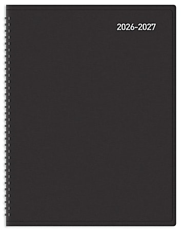 2026-2027 Office Depot® Brand 14-Month Weekly/Monthly Academic Planner, Horizontal Format, 8" x 11", 30% Recycled, Black, July 2026 To August 2027