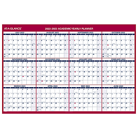 AT-A-GLANCE® Horizontal Reversible Erasable 2022-2023 Wall Calendar, 48" x 32", White/Navy