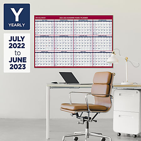 AT A GLANCE Horizontal Reversible Erasable 2022 2023 Wall Calendar 48 x 32  WhiteNavy - Office Depot
