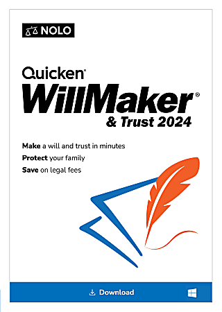 Individual Software QUICKEN WillMaker & Trust, 2024, For 1 Device, 1-Year Subscription, Windows 10/11, Download