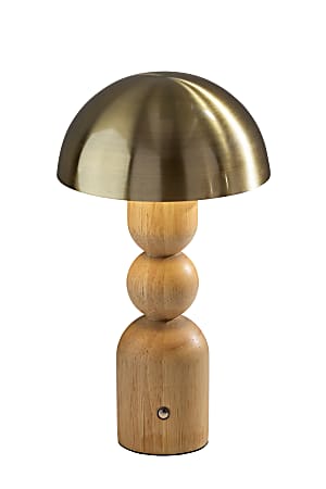 Adesso Connie LED Cordless Table Lamp, Natural with Antique Brass Shade