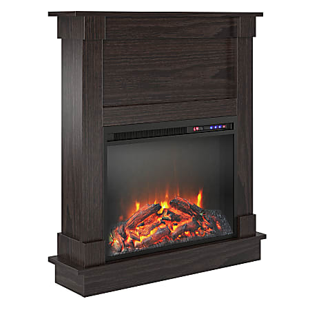 Ameriwood™ Home Ellsworth Fireplace With Mantel, 31-15/16”H x 31-11/16”W x 7-13/16”D, Espresso