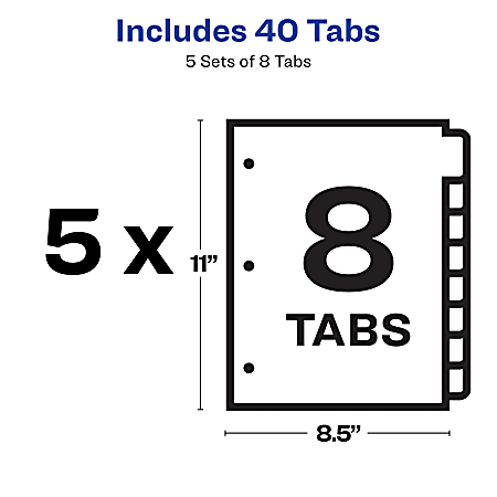 Print and Apply Index Maker Clear Label Dividers, Copiers, 8-Tab, 11 x 8.5, White, 5 Sets