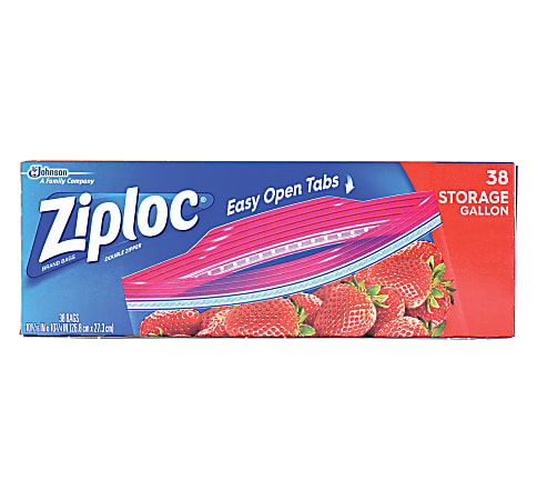 Ziploc® Brand Double Zipper Storage Bags, 1 Gallon, 38 Bags Per Box, Carton Of 9 Boxes