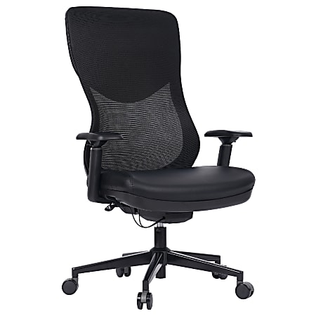 WorkPro® Fortimo Ergonomic Mesh/Vegan Leather High-Back Executive Chair, Black/Black, BIFMA Compliant