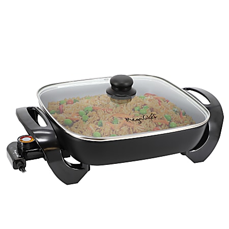 MegaChef Aluminum Nonstick Electric Skillet, 11-13/16”, Black