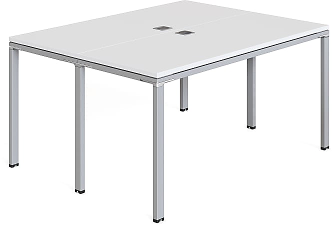 Boss Office Products Simple System Double Desk, Face To Face, 24”H x 48”W x 29-1/2”D, White