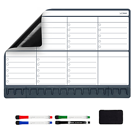 Text Black Calendar Weekly Planner Whiteboard with Magnetic Fridge