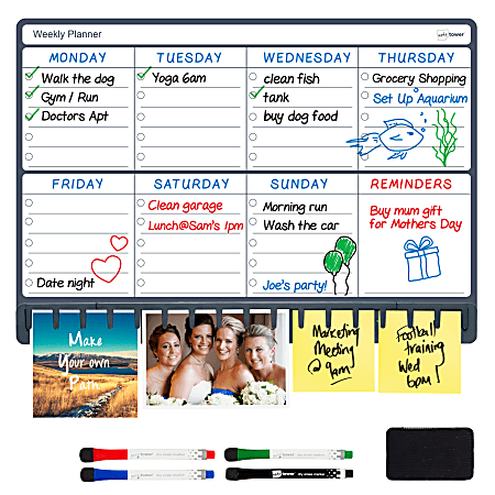 Kids Dry-Erase Planner -Retro Daily Planner. Kids Work Board and
