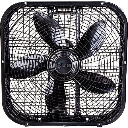 Holmes 20" Box Fan - Black - 5 Blades - 20" Diameter - 3 Speed - Removable Grill, Easy to Clean, Carrying Handle - Metal - Black