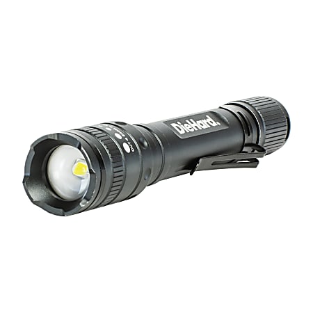 DieHard 270-Lumen Aluminum Twist-Focus Flashlight, 5-3/4” x 1”, Gray