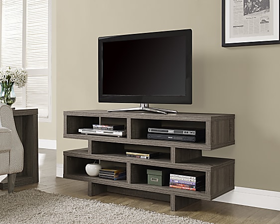 Monarch Specialties Open-Concept TV Stand For Flat-Screen TVs Up To 48", Dark Taupe