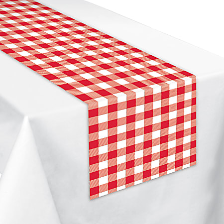 Amscan Summer Gingham Paper Table Runners, 13" x 27", Red, Pack Of 2 Runners