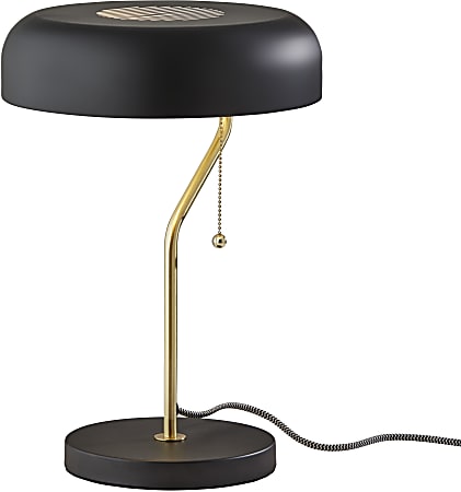 Adesso® Timothy Table Lamp, 17"H, Black Shade/Black & Antique Brass Base