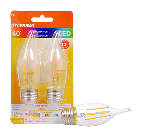 Sylvania LEDvance B10 Dimmable 320 Lumens LED Light Bulbs, 4 Watt, 2700 Kelvin/Soft White, 2 Bulbs Per Pack, Case Of 12 Packs