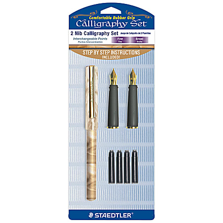 Staedtler Duo Ended Markers Calligraphy 2.0 mm3.5 mm Blue Barrels Assorted  Ink Colors Pack Of 12 Pens - Office Depot