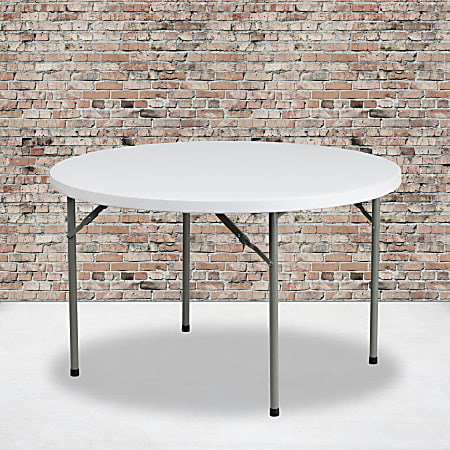 Flash Furniture Round Plastic Folding Table 29 1 4 H x 48 W x 48 D Granite White