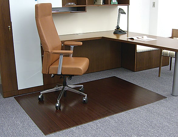 Anji Mountain Bamboo Roll Up Chair Mat 48 x 72 14 Thick Dark