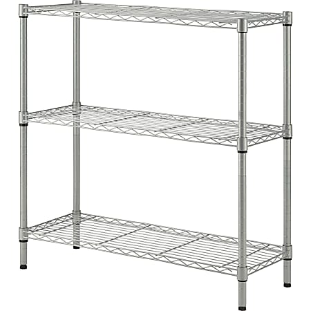 Lorell Light-Duty Wire Shelving, 3 Tier(s), 36"H x 36"W x 14"DFloor, Sturdy, Epoxy, Silver, Plastic, Metal, Steel