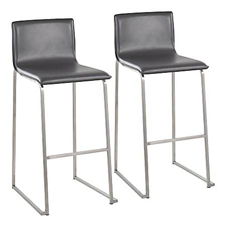 LumiSource Mara Bar Stools, Silver/Gray, Set Of 2 Stools