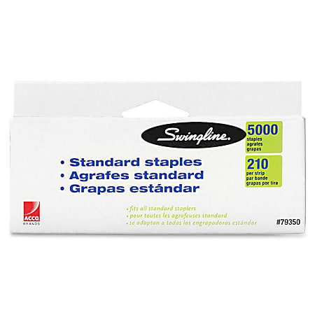 Swingline Standard Staples, 1/4 Length, 210 Per Strip, 5,000 Per Box
