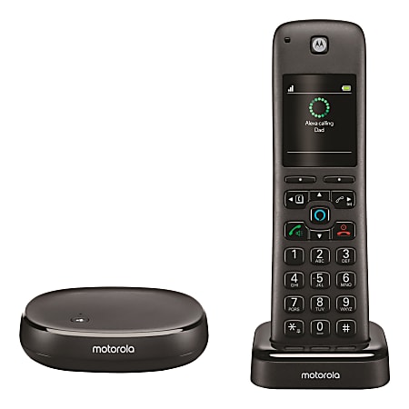 Motorola&reg; AXH01 Expandable Wireless Home Telephone With HD Voice And Alexa, Black