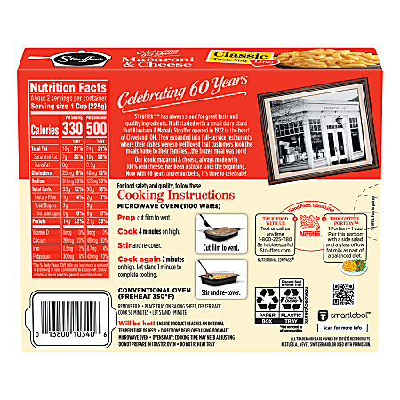Stouffer's Classics Macaroni And Cheese, 12 Oz Box, Pack Of 6 Boxes
