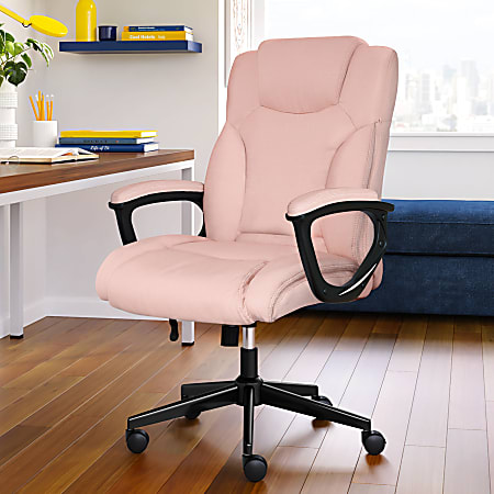 Serta&reg; Style Hannah II High-Back Office Chair, Microfiber, Harvard Pink/Black