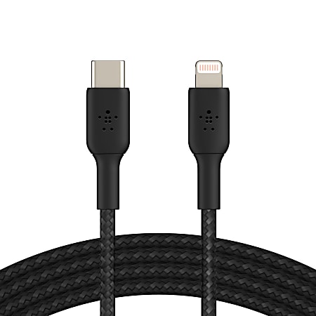 Belkin® Lightning-To-USB-C Braided Cable, 3.3', Black, CAA004BT1MBK