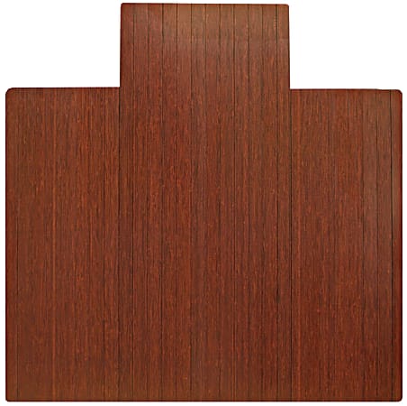 Anji Mountain Bamboo Roll-Up Chair Mat, 55" x 57", 1/4"-Thick, 9 1/4" Tongue, Dark Cherry