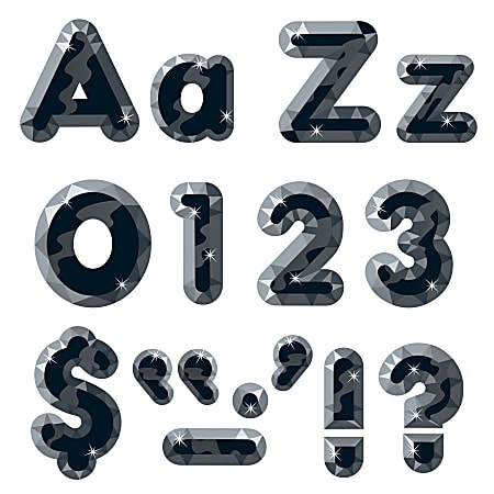 TREND Ready Letters&reg;, Casual Combo, 4", Black Gems, Pre-K - Grade 12, Pack Of 181