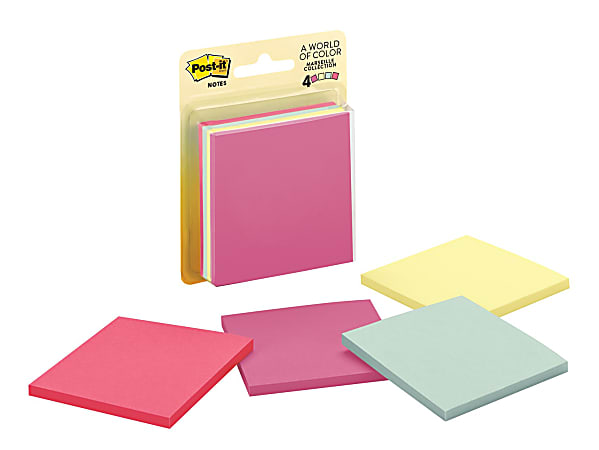 Post-it® Notes, 3" x 3", Marseille Color Collection, Pack Of 4 Pads