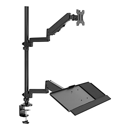Mount-It! Single 32” Monitor Sit-Stand Desk Mount with Keyboard Tray, Black