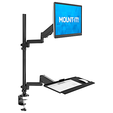 Mount It Single 32 Monitor Sit Stand Desk Mount with Keyboard Tray ...