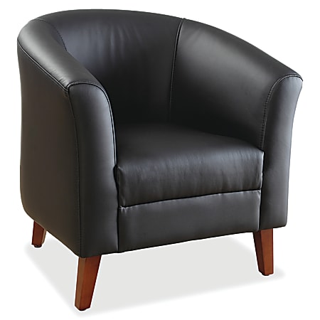 Lorell® Barrel Club Bonded Leather Armchair, Black