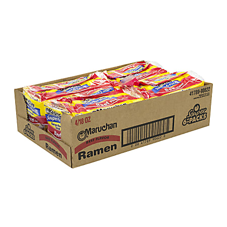 Maruchan Beef Flavor Ramen Noodle Soup, 6 Bags Per Pack, Case Of 4 Packs