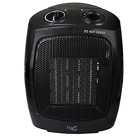 Vie Air 1500-Watt Portable Ceramic Office Heater, 6"H x 7-1/4"W x 9-1/4"D, Black