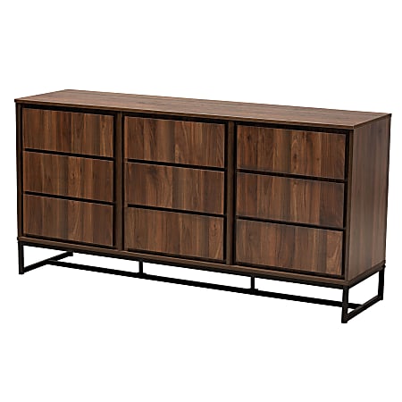 Baxton Studio Modern And Contemporary 60"W 3-Door Dining Room Sideboard Buffet, Walnut Brown/Black