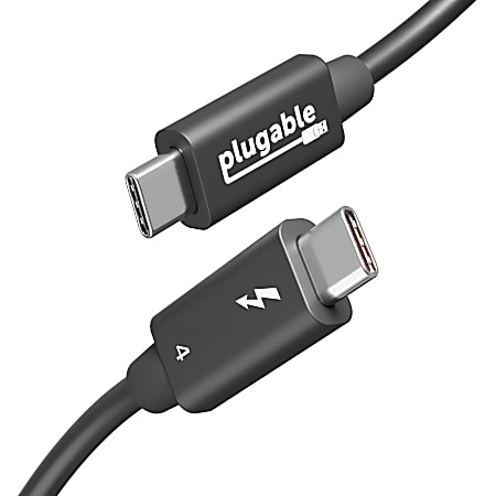 Plugable Thunderbolt 4 Cable with 240W Charging, Thunderbolt Certified, 3.3 Feet (1M),1x 8K Display, 40 Gbps - Compatible with USB4, Thunderbolt 3, USB-C, Driverless