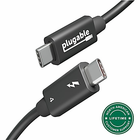 Plugable Thunderbolt 4 Cable with 240W Charging, Thunderbolt Certified, 3.3 Feet (1M),1x 8K Display, 40 Gbps - TBT4240W1M