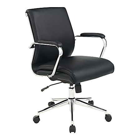 Office Star™ Dillon Ergonomic Fabric Mid-Back Manager’s Chair, Black/Chrome