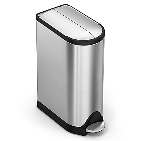 simplehuman Butterfly Step Stainless Steel Trash Can, 4.8 Gallons, Brushed Stainless Steel