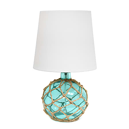 Elegant Designs Buoy Netted Glass Table Lamp, 15 1/4"H, Aqua/White