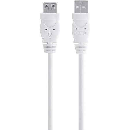 Belkin USB Extension Data Transfer Cable - 9.84 ft USB Data Transfer Cable - First End: USB 2.0 Type A - Second End: USB Type A - Extension Cable - White - 1 Each