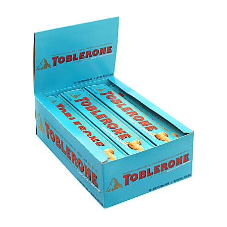 Toblerone Milk Chocolate And Crunchy Salted Almond Bars, 3.52 Oz, Box Of 12 Bars